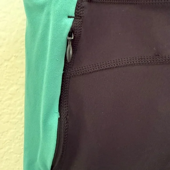 Adidas Leggings in Black and Teal with White Accents - Picture 3 of 5